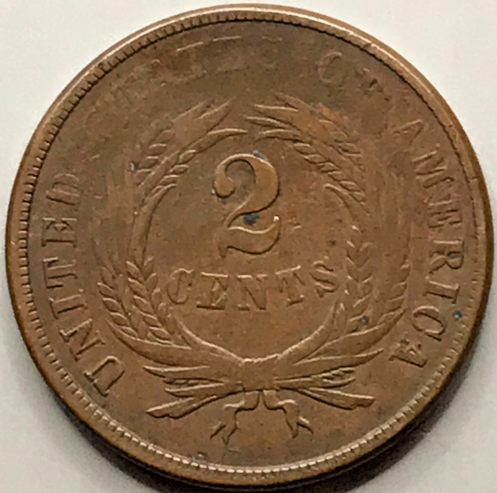 1866 2 Cent Piece Type Coin Very Fine (VF) Condition