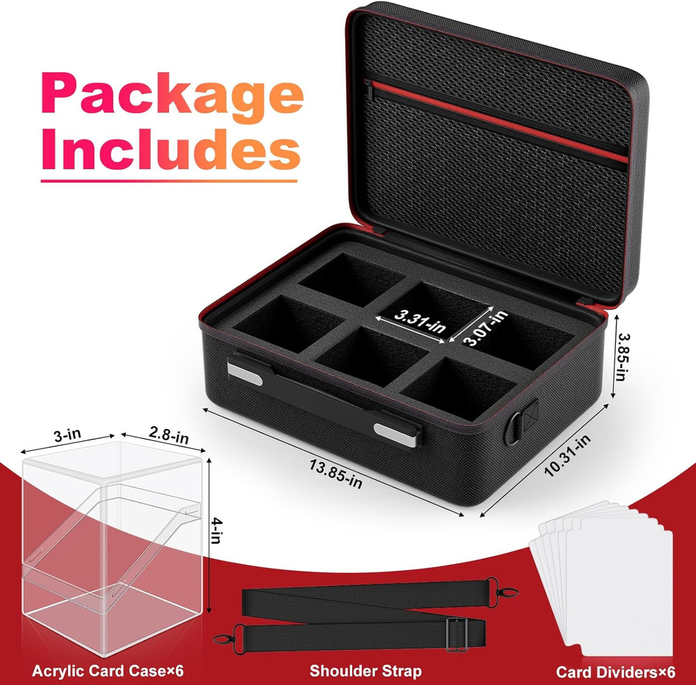 Card Deck Box with Portable Case, 6 Pack Clear Commander Deck Box with 6 Divider