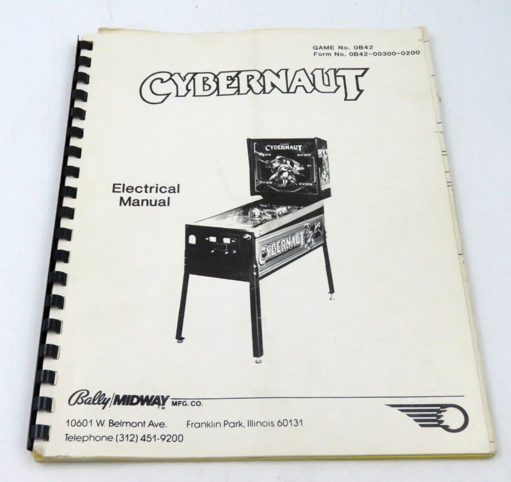 Bally Cybernaut Pinball Machine Game Electric Manual