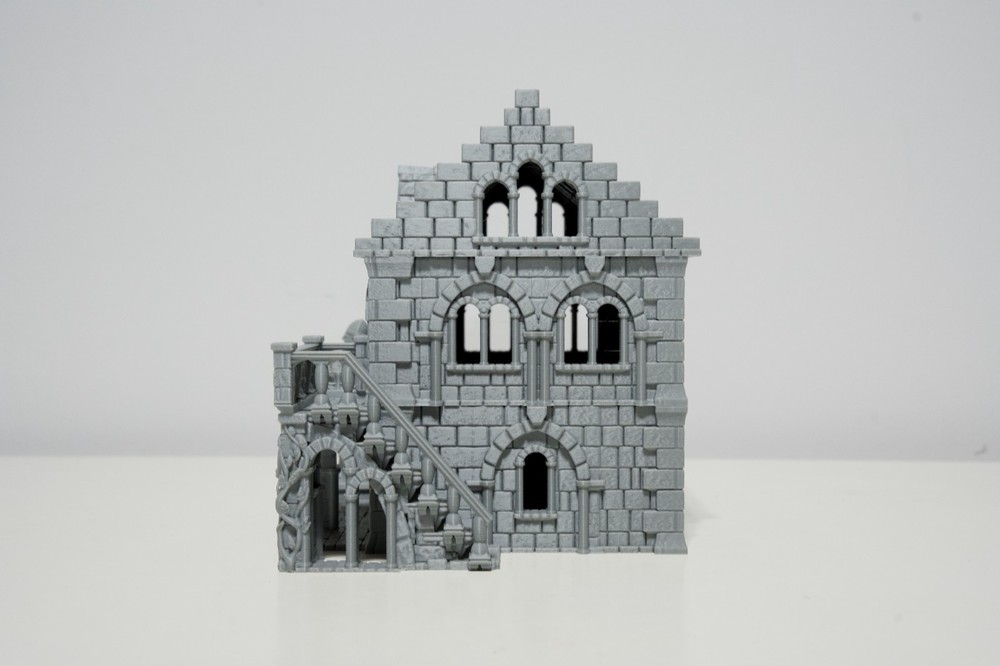Wargaming Tabletop Stone House With Balcony - 3D Printed