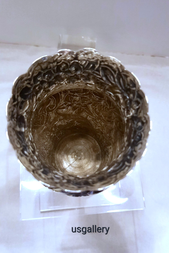 Antique Elaborately Hammered Repose .800 Silver Vase