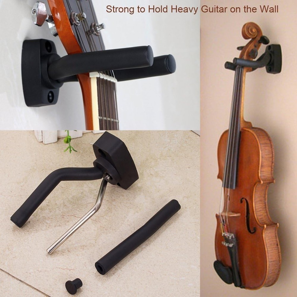 Elegant 4-Pack Adjustable Guitar Wall Hanger – Securely Display Any Instrument