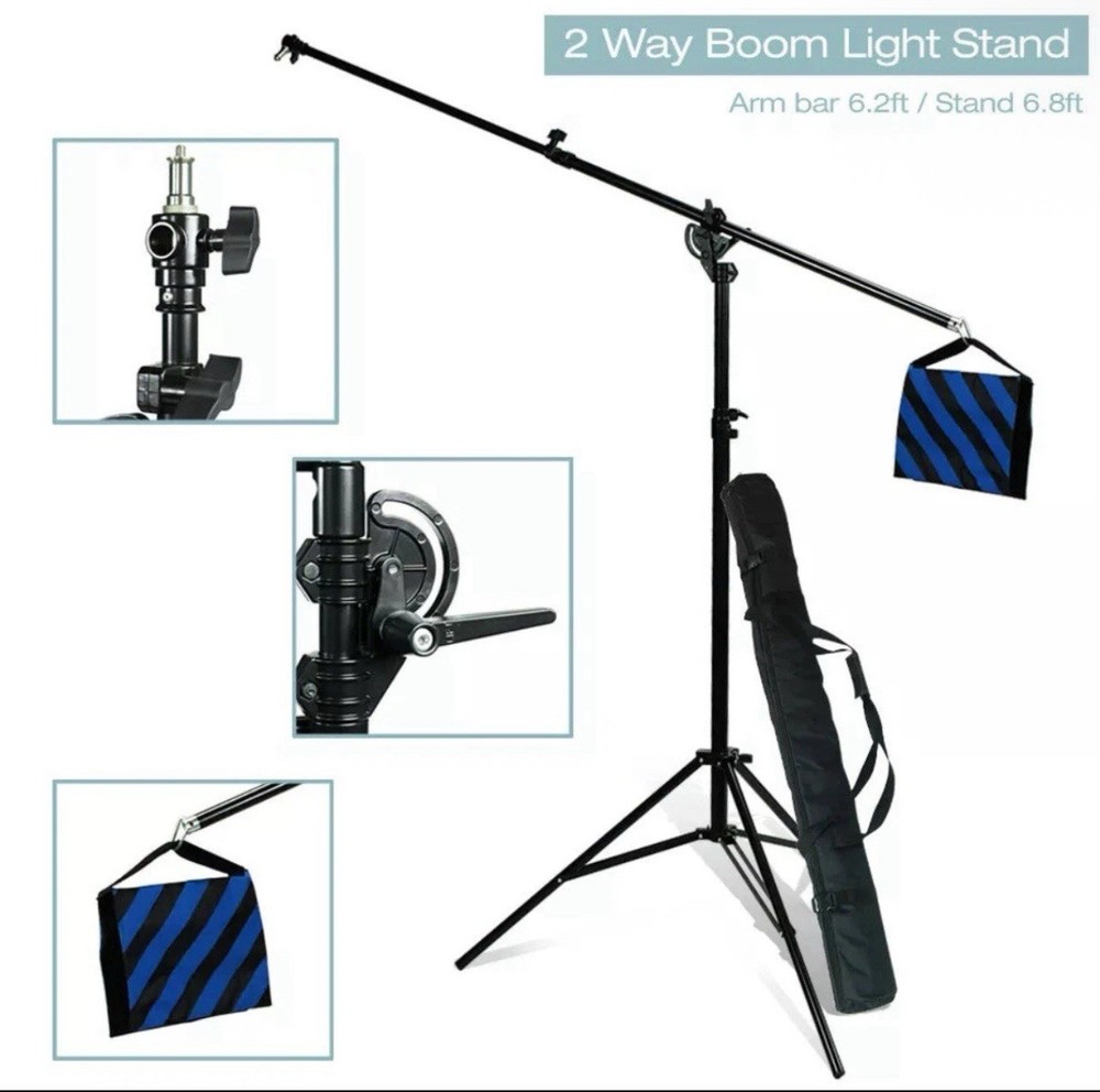 Bundle: Boom Stand + Softbox + CFL Bulb + Continuous Light Kit for Studio.