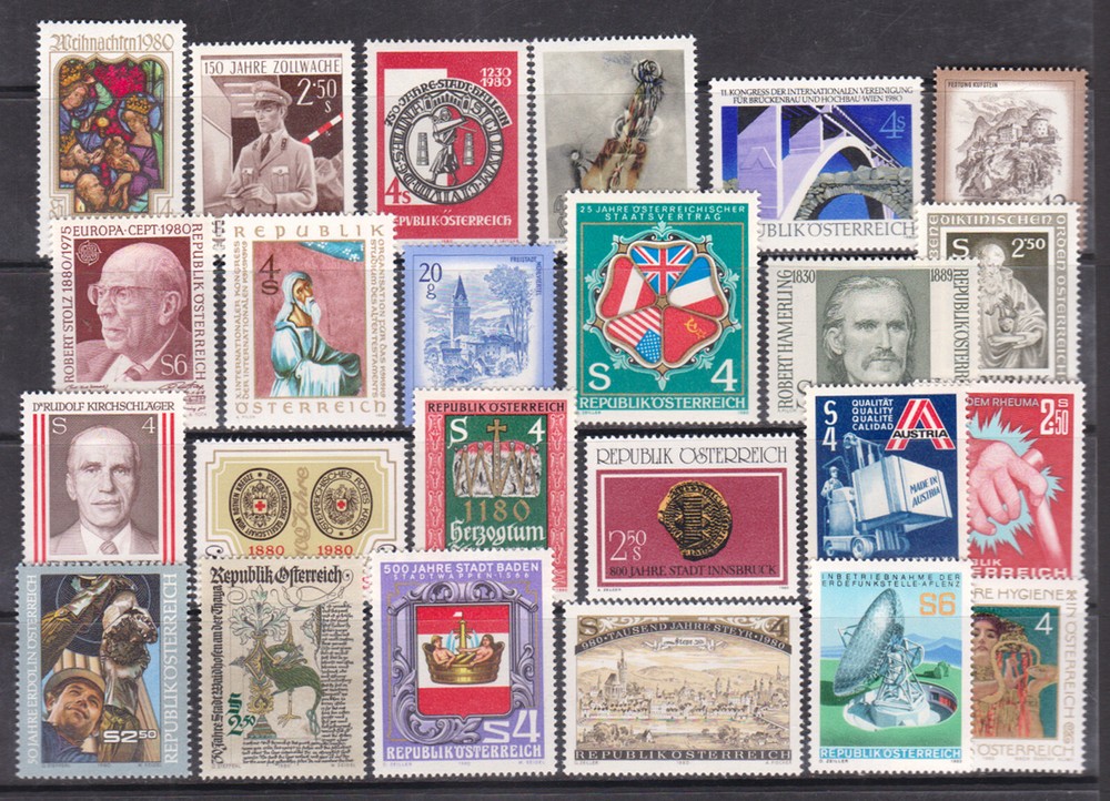 AUSTRIA - 1980 SELECTED STAMPS - 24V - MINT NH