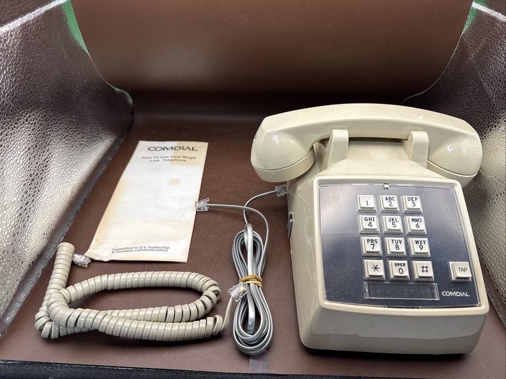 Comdial Push Button Telephone Cream/Beige Tone/Desk Vintage