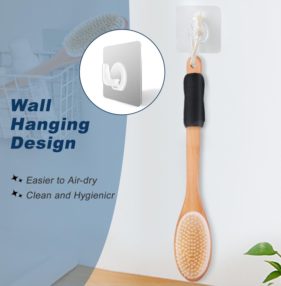 Long Handle Ergonomically Back Scrubber Brush Shower Double Sided Exfoliating