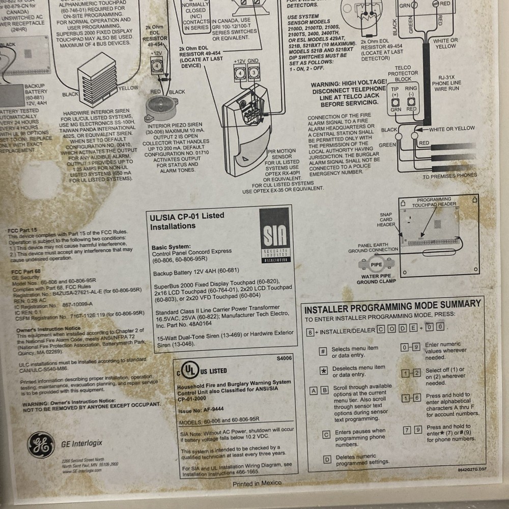 GE Interlogix Concord 4 60-806 / 60-806-95R Security Control Panel