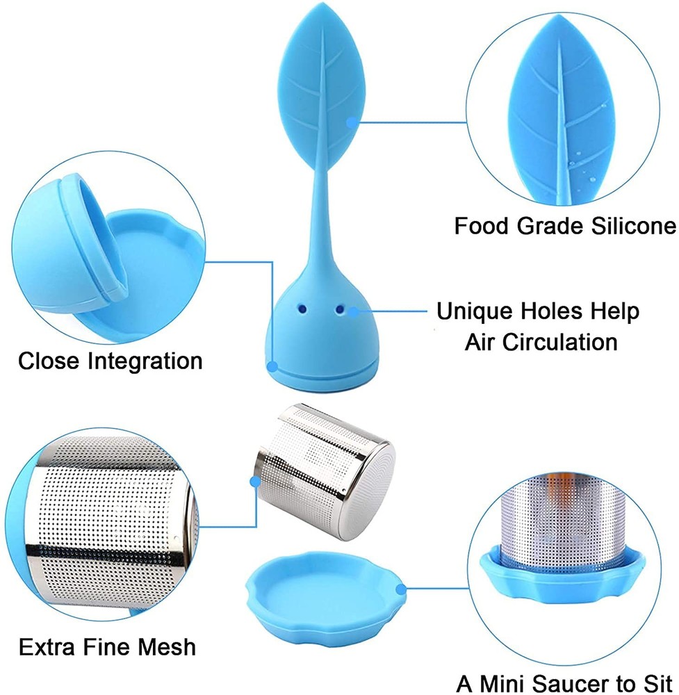 4 Pack Silicone Tea Infusers for Loose , Steeper Extra Fine Mesh Filter Lid Cup