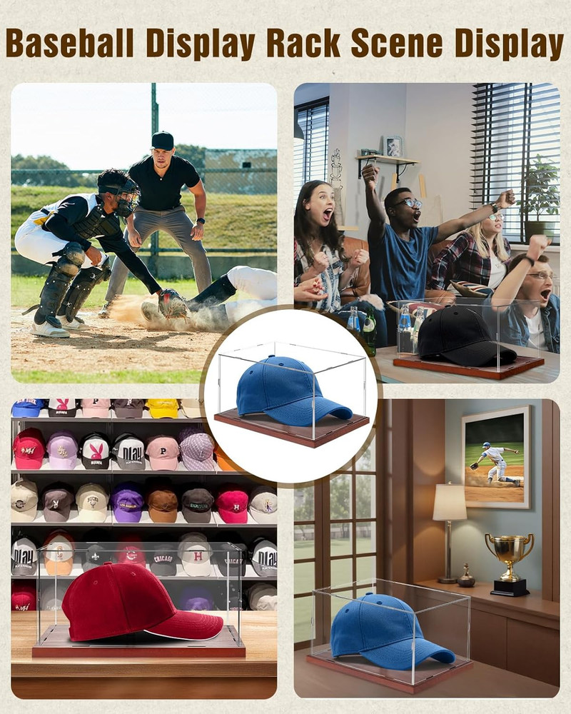 Hat Display Case, Acrylic Baseball Cap Display Box, UV Fade Protection, Solid
