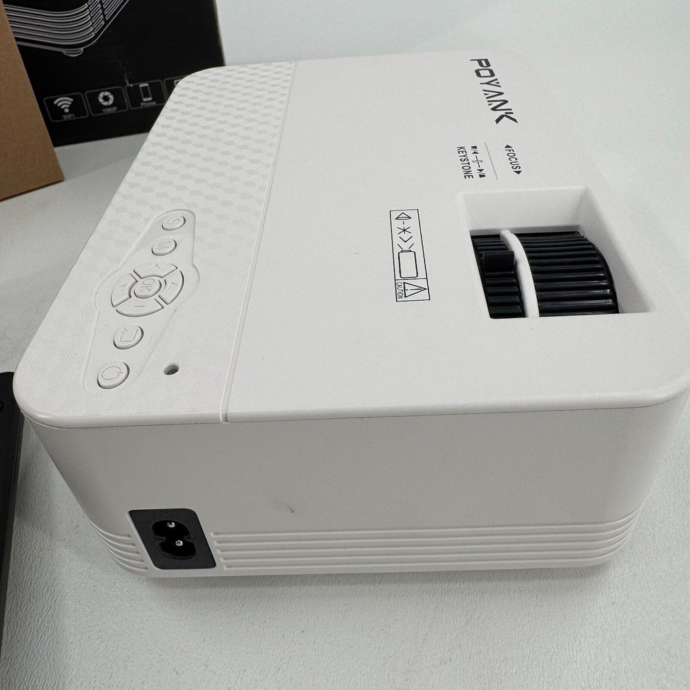Poyank Model TP-01 White Wireless Mini Projector with Remote - NEW OPEN BOX