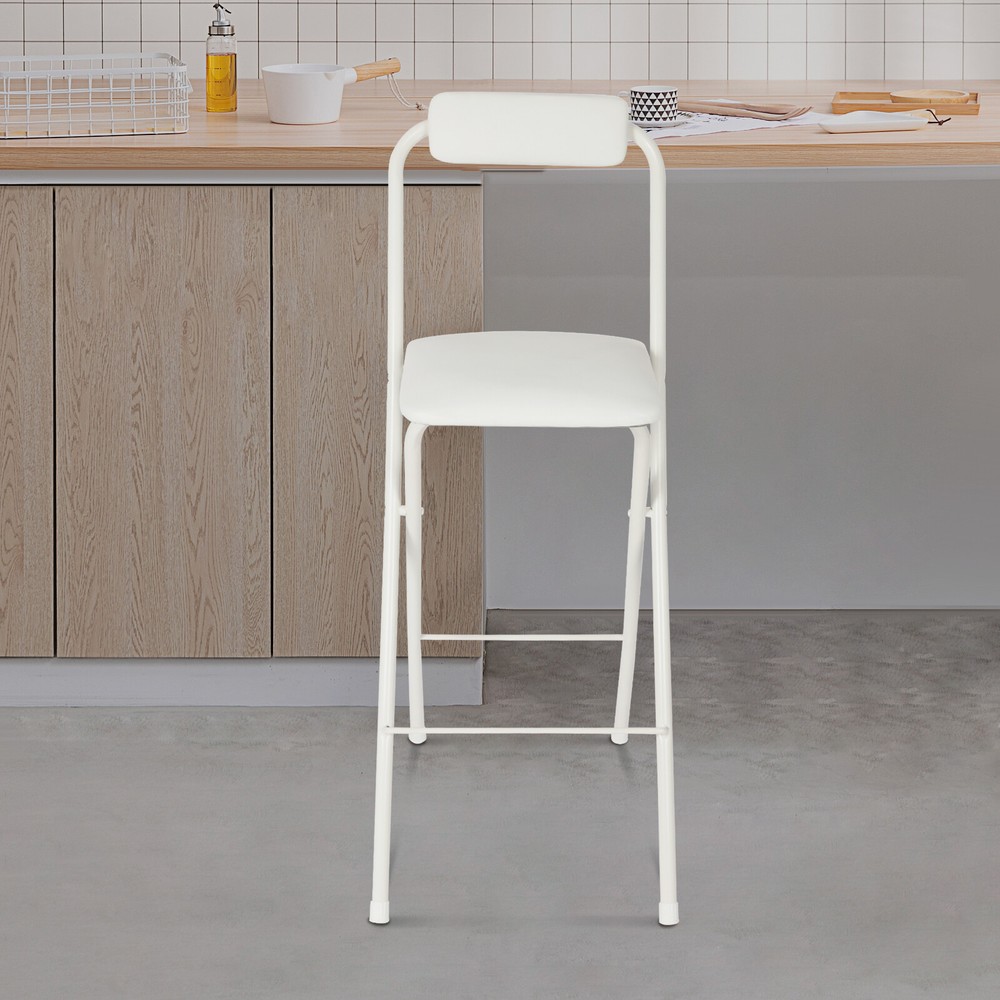 Foldable Bar Chair with Backrest, Portable Tall Folding Stool for Any Space