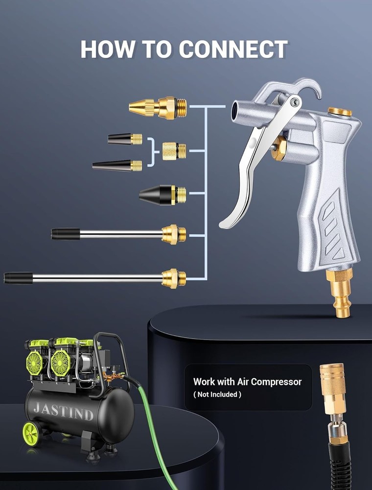 Versatile Pneumatic Air Blower with Adjustable Tips for Dust & Debris Removal