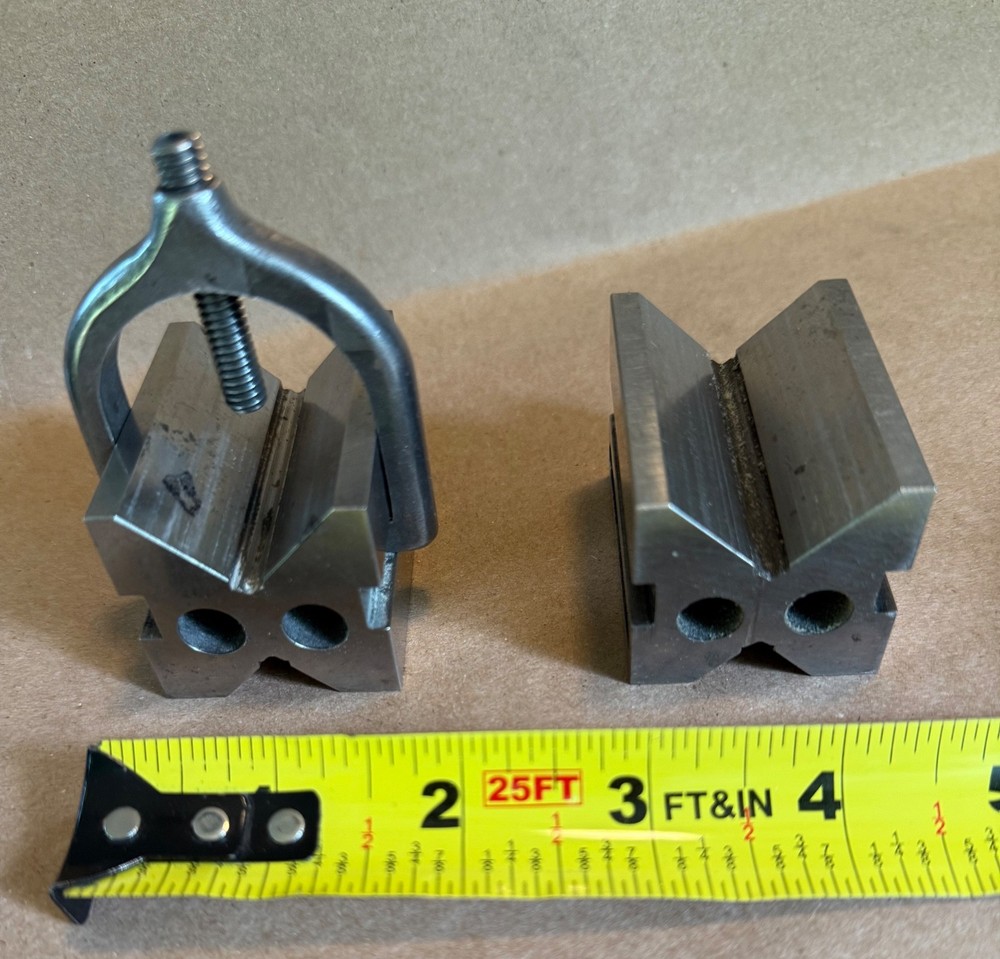 V Block set with Single Clamp - 2" length - Vintage