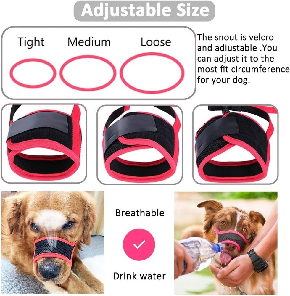 Humane Dog Muzzle for Large Breeds - Breathable Mesh, Adjustable Strap, Black, L