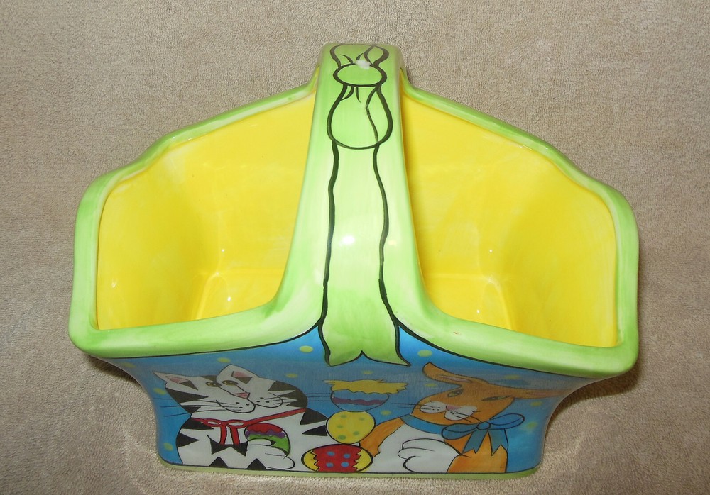 CANDACE REITER 'CATZILLA' EASTER-THEMED LARGE CERAMIC EASTER BASKET SO CUTE!