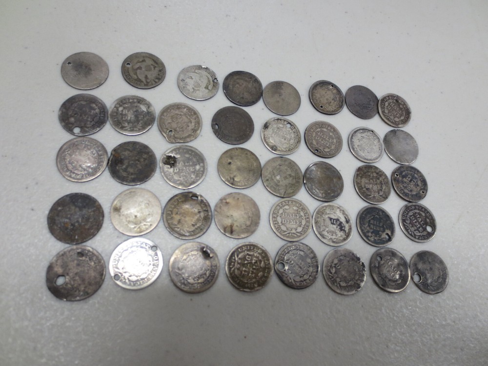 (40) Assorted Seated & Bust Half Dimes (AG / Damaged)