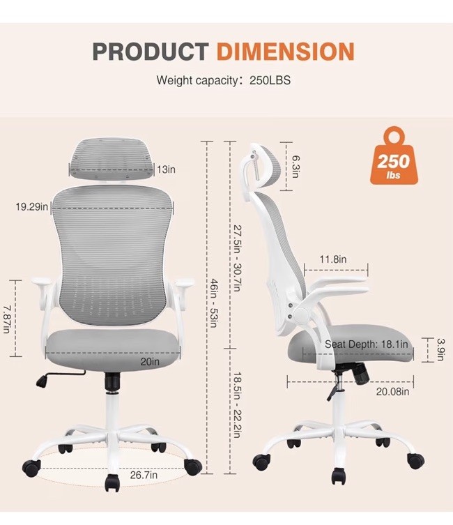 Home Office Desk Chair Gray (read)