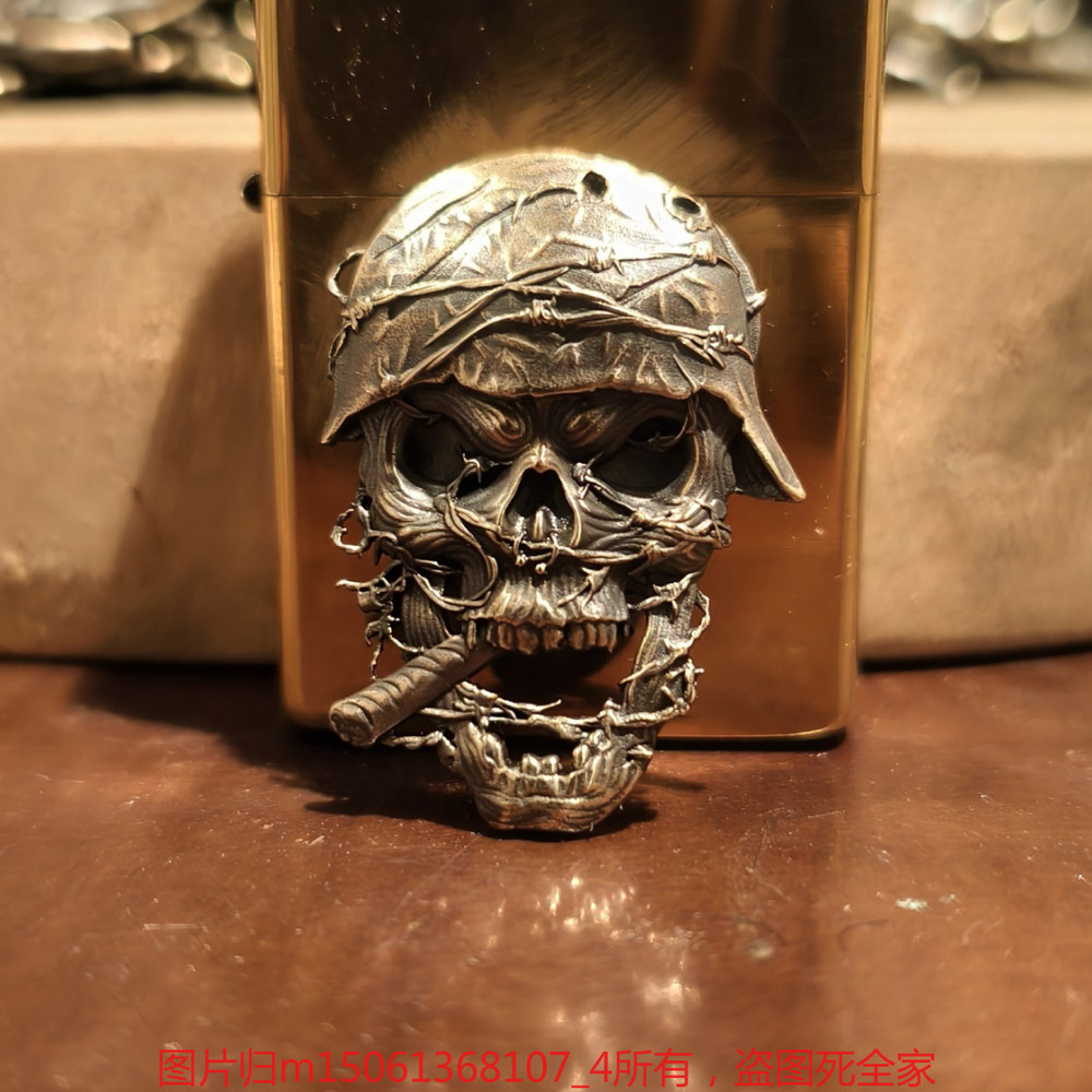 High-Quality Skeleton Soldier Decal Kerosene Lighter (Does Not Include Lighter)