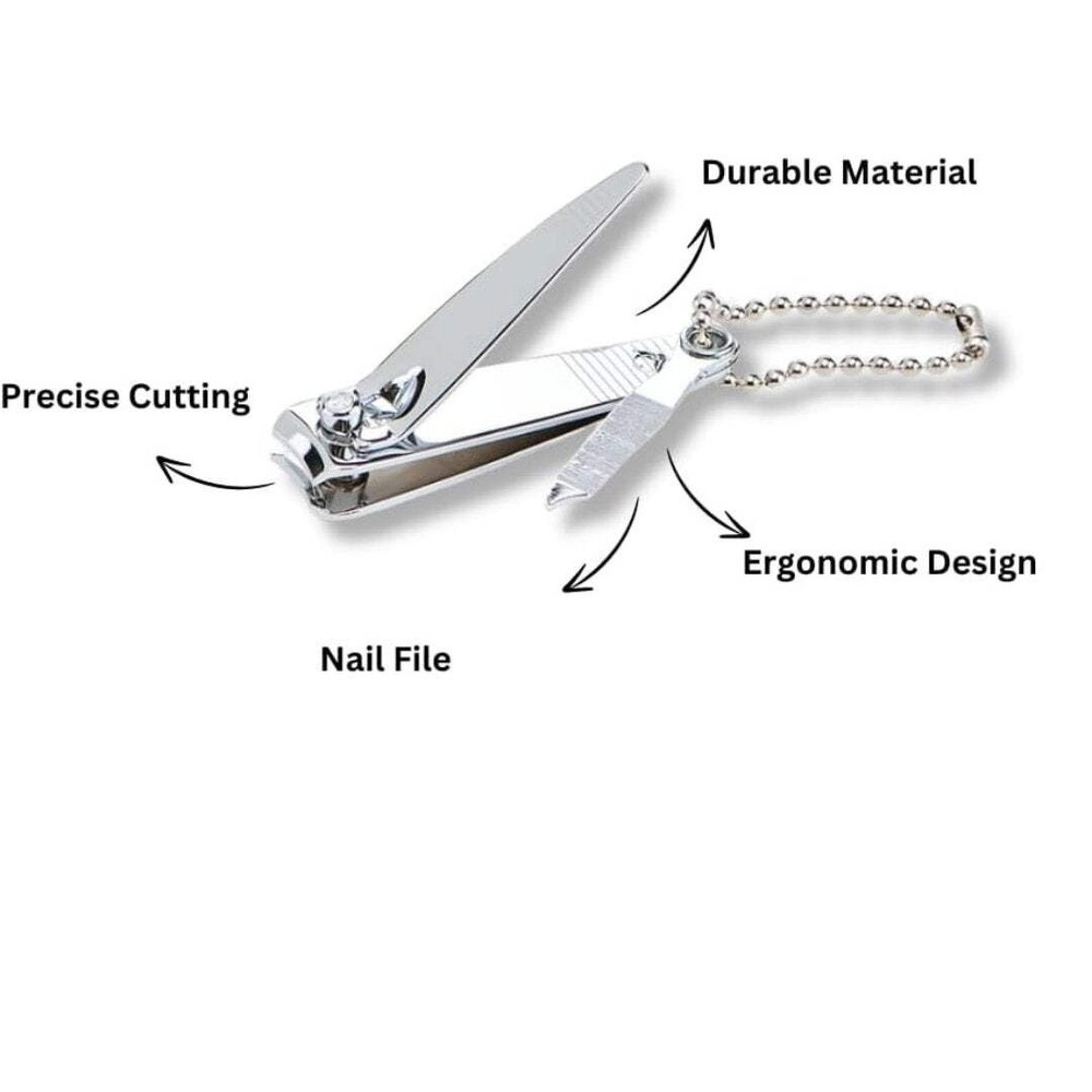 2" Silver Fingernail Clipper with Chain: 1 Pack