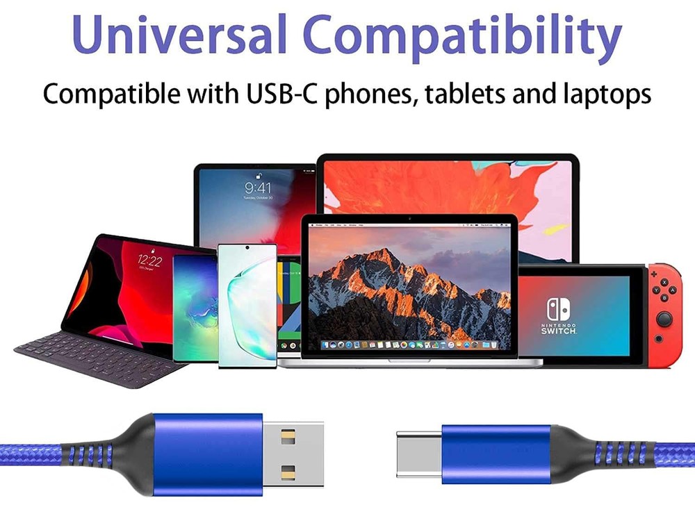 Awnuwuy 15FT USB Type C Charging Cable Blue, Long Android Auto 15FT, Blue