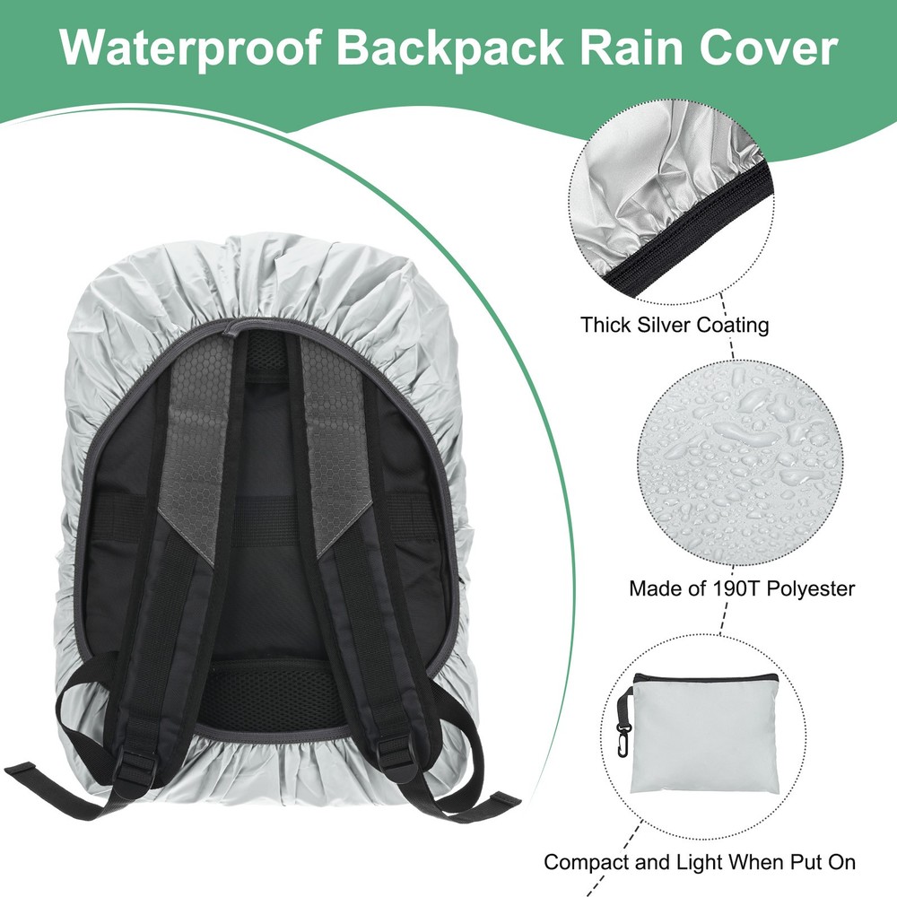 Waterproof Backpack Rain Cover, 30L-40L Backpack Cover [Silver]