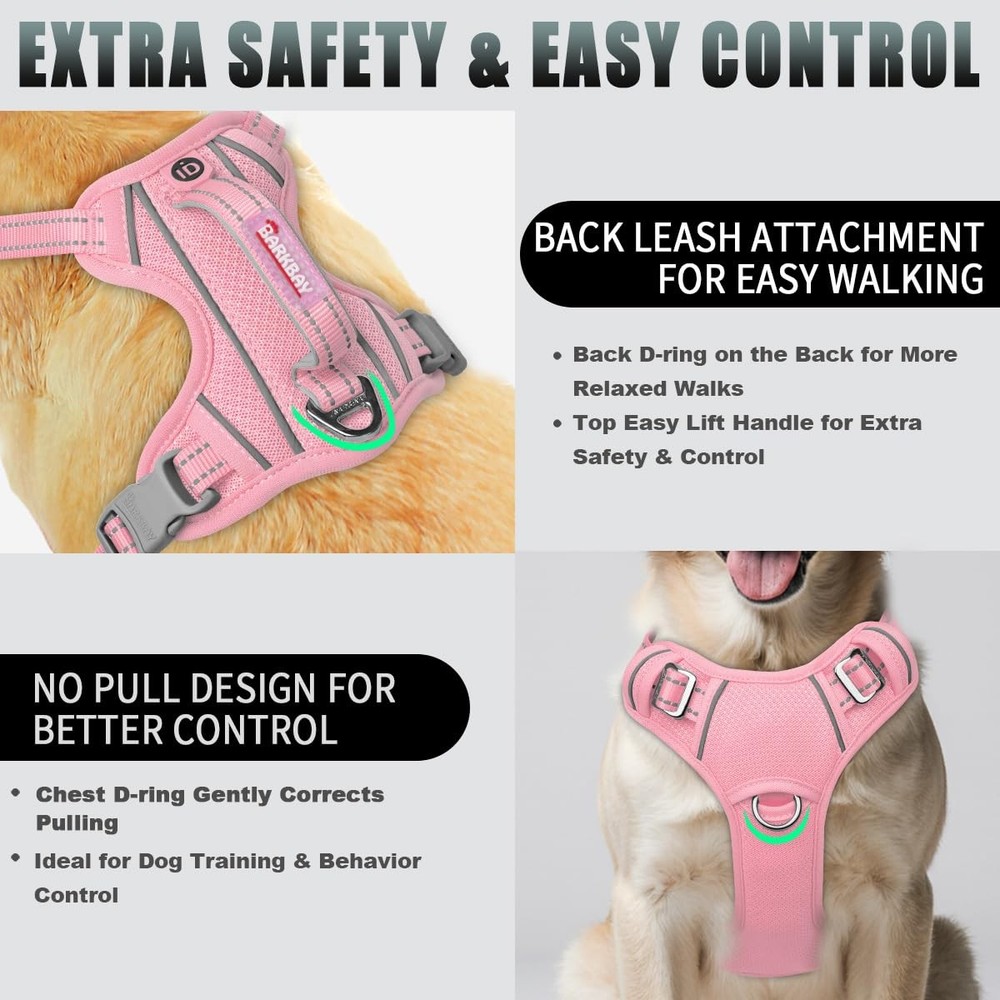 No Pull Dog Harness Large Reflective Dog Harness with Front Clip and Easy Con...