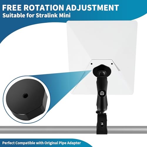 RV Pole Mount for Starlink Mini, Adjustable Heavy Duty Clamp Bracket,