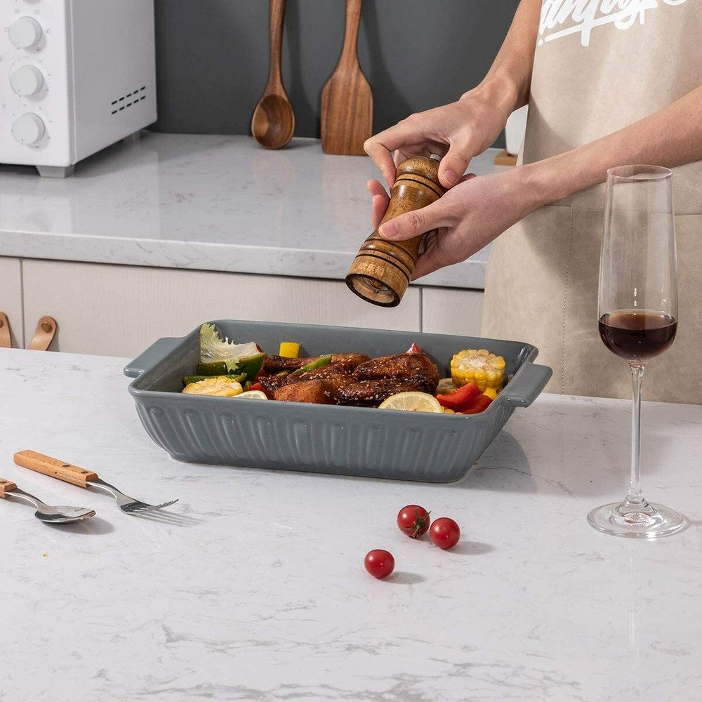 FE Baking Dish Lasagna Pan Ceramic Baking Pan 13x9 Oven Safe Rectangular Bake