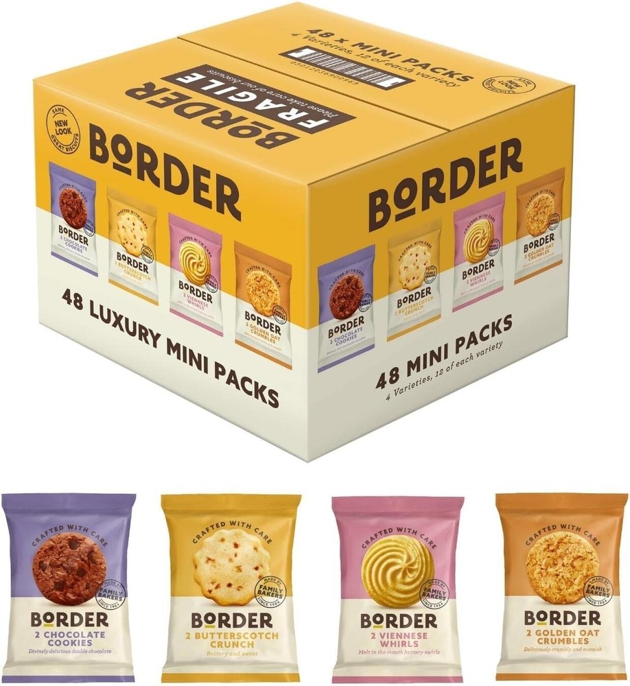Border Biscuits 48 Luxury Mini 2 Biscuit Packs (4 Varieties)