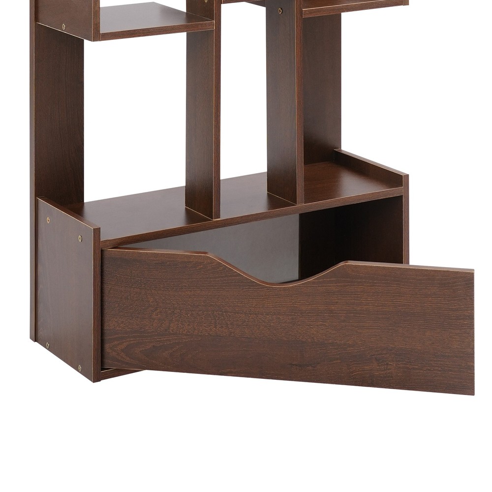 15-Compartment Bookcase Floor Standing Bookcase Book Storage Rack with Cabinet
