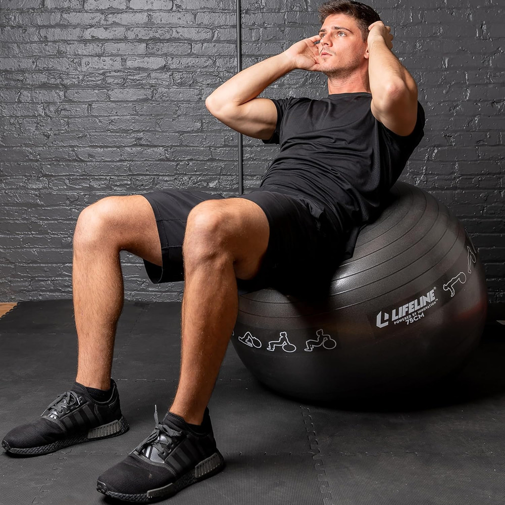Fitness Exercise Ball with Workout Guide – Burst-Resistant Stability Ball with P