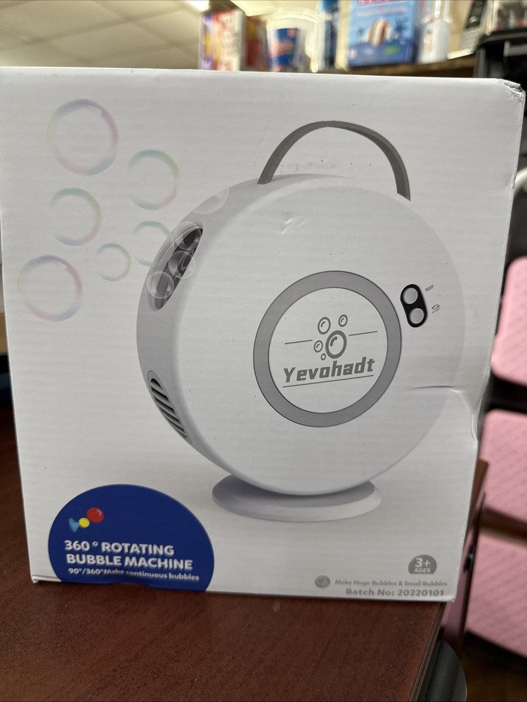 Yevohadt 360 Rotating Bubble Machine, 3+ Ages - Sealed