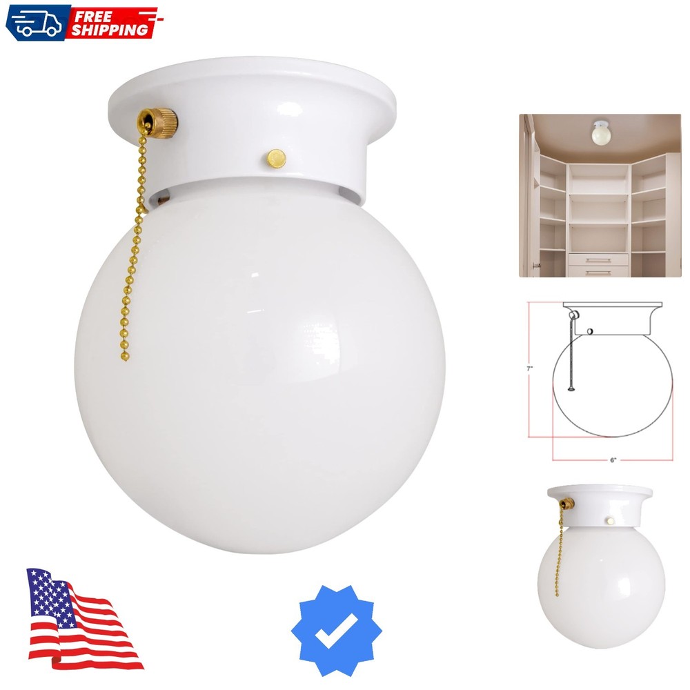 Millbridge Globe 6 Inch Diameter Indoor Ceiling Light Fixture with Pull Chain...