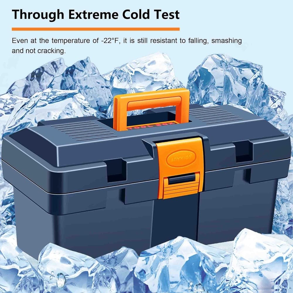 Rugged Lockable Tool Box - 13-Inch Plastic Organizer for Safe Tool Transport