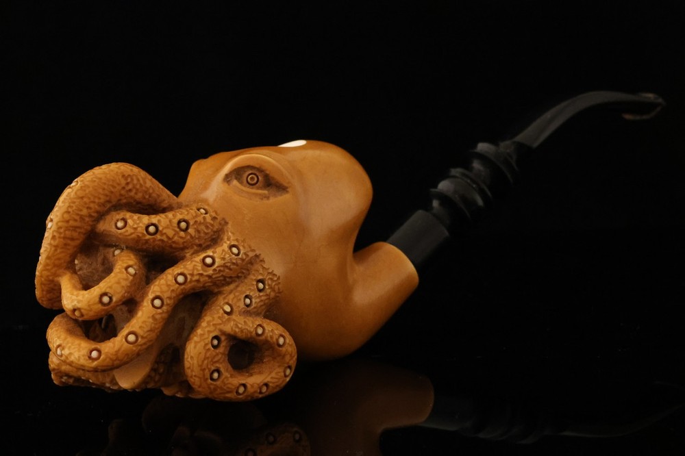 srv - Octopus Block Meerschaum Pipe with fitted case 15477