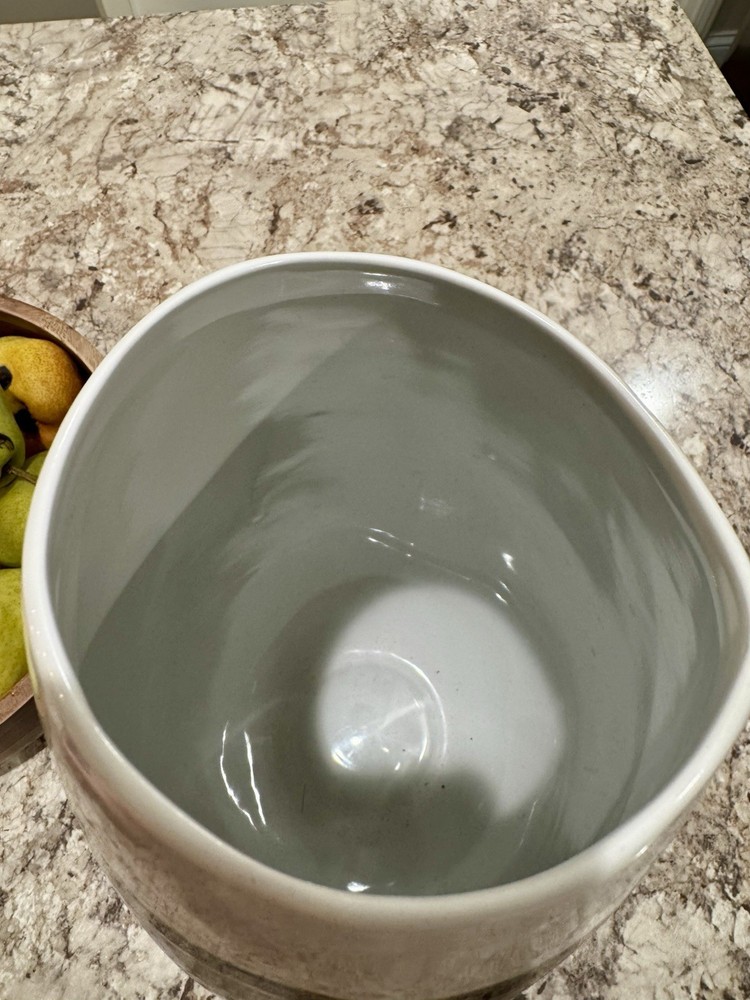 Two-Toned Ceramic Vase 12” Dark Iridescent & White Decorative Accent