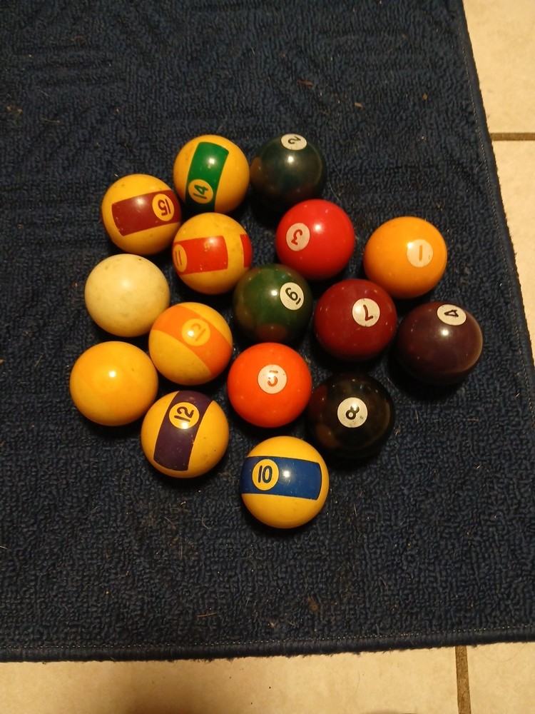 Vintage Broken Stripe Pocket Billiard Balls Complete Set