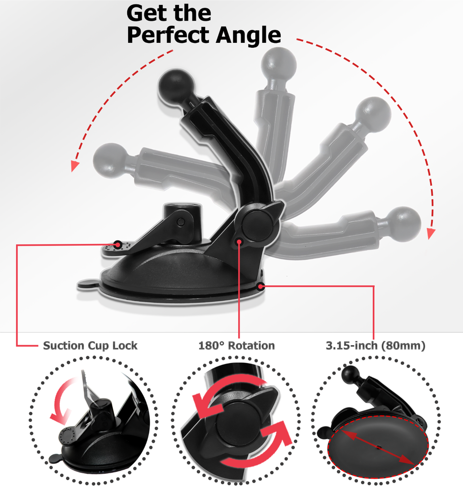 Car Windshield Adjustable Suction Cup Mount for Garmin Dash Cam 10 20 30 35