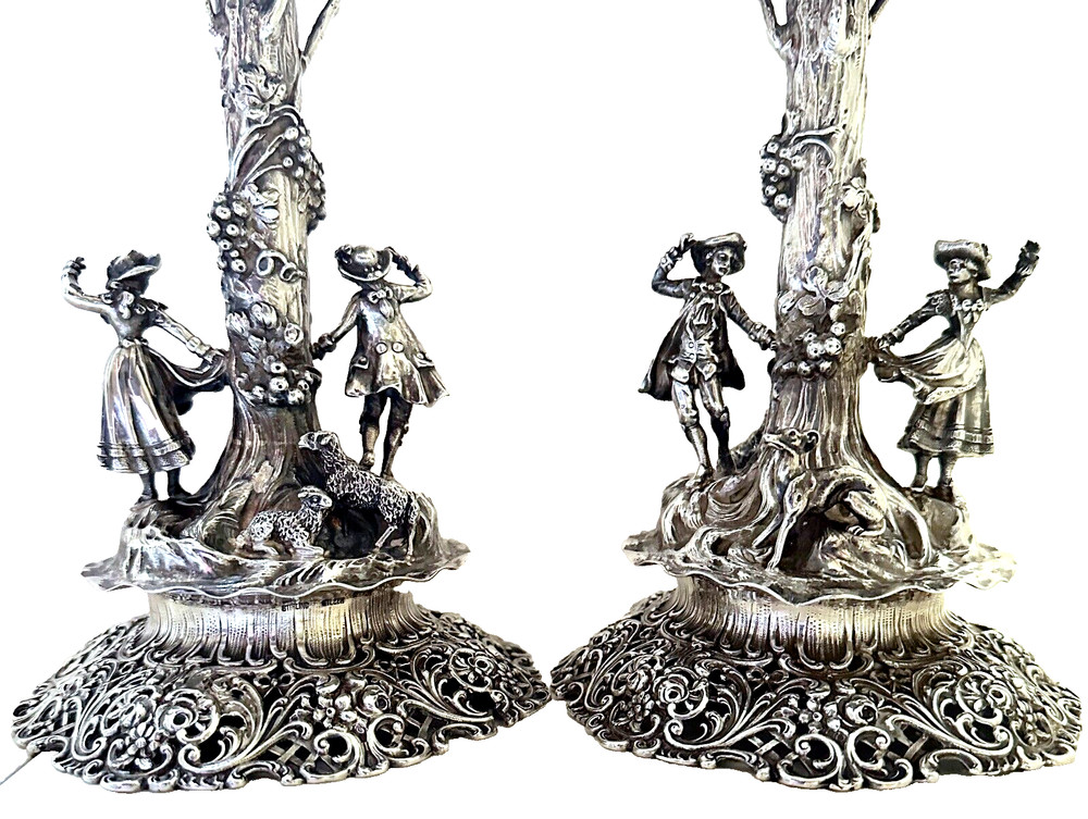 Antique GERMAN ROCOCO STERLING SILVER Candelabras | 3,488 grams