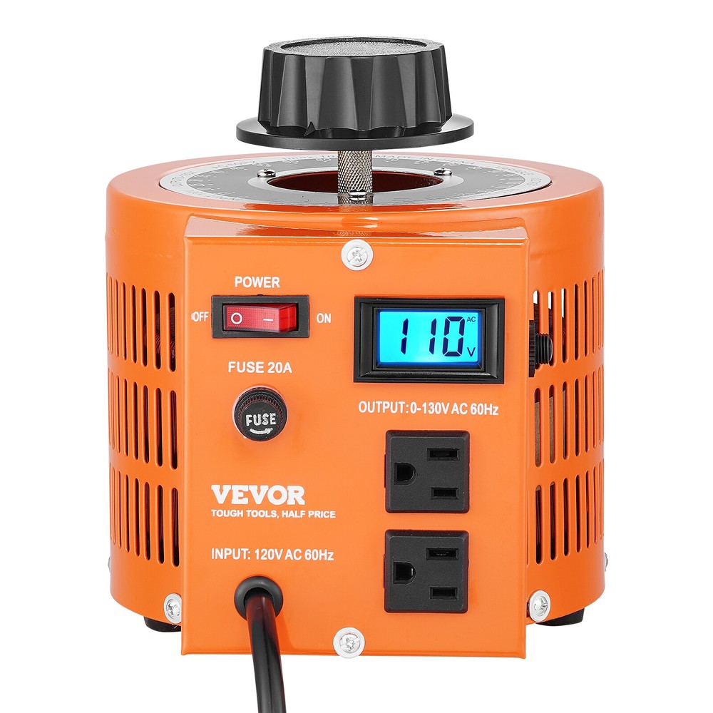 VEVOR 2000VA Variable Voltage Transformer 15.3A 0-130V Voltage Regulator LCD UL