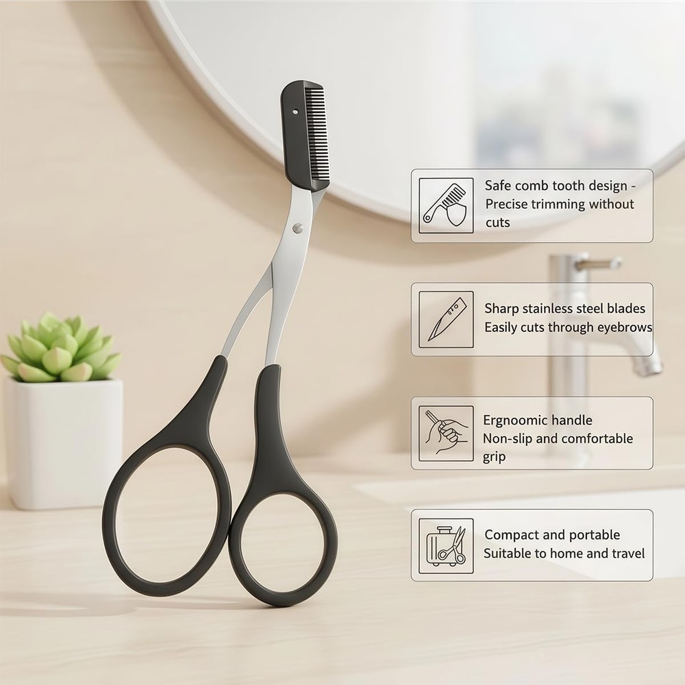 ericotry Professional Precision Eyebrow Trimmer Scissors with Black