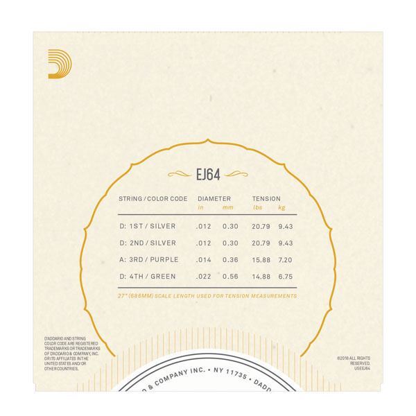 D'Addario EJ64 4-String Dulcimer Strings, 12-22