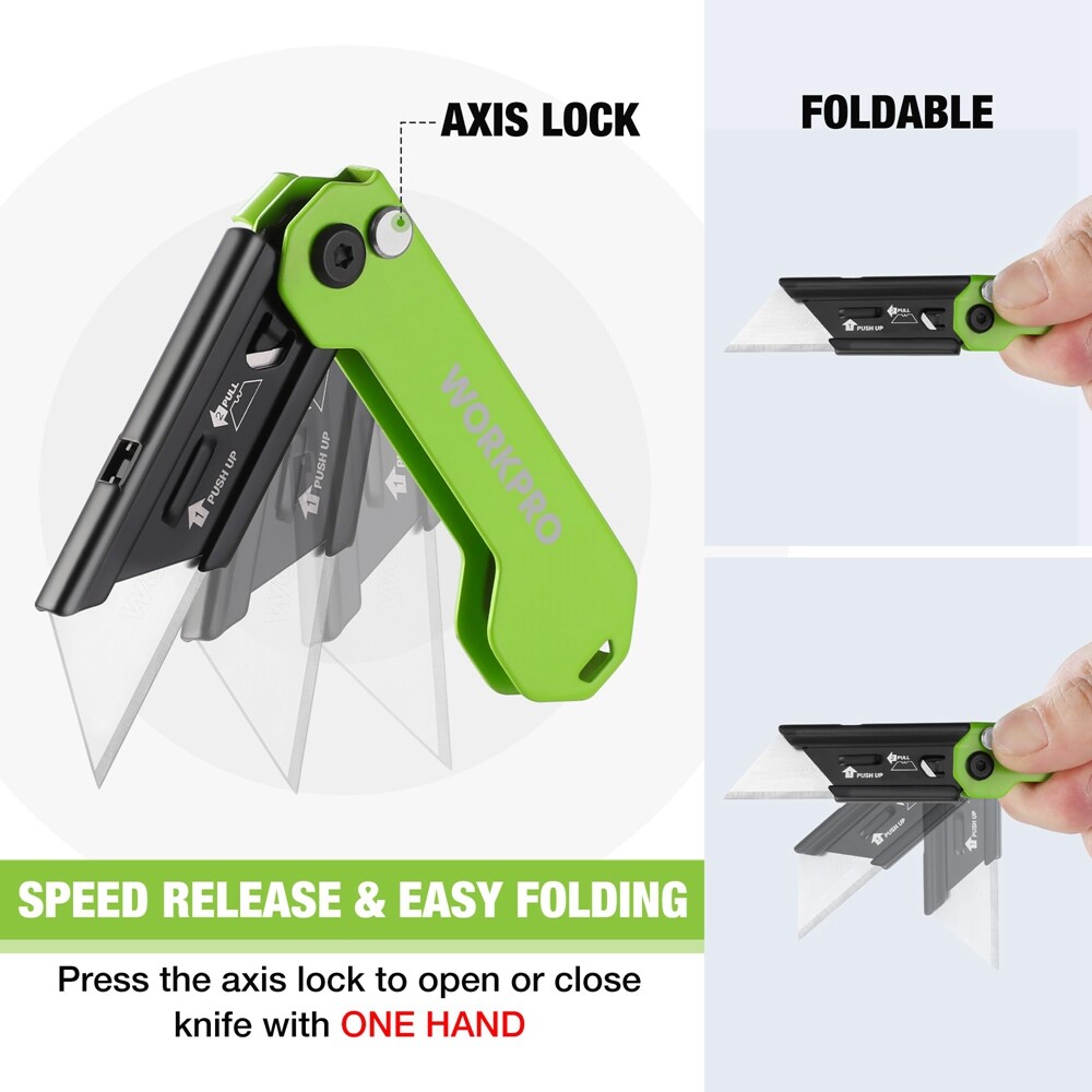WORKPRO Mini EDC Folding Utility Knife Box Cutter Quick Change Blade Razor Knife