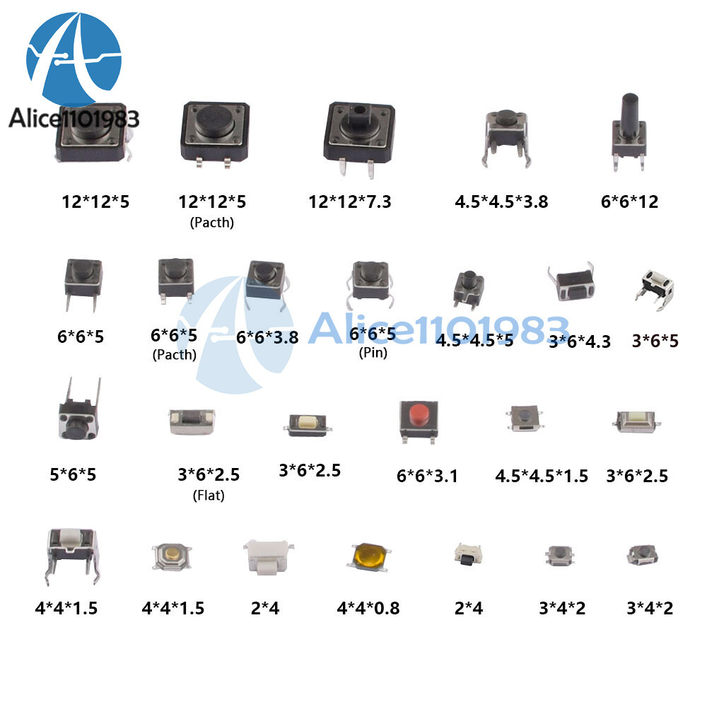 125pcs 25 Type lot Assorted Micro Push Button Tact Switch Reset Mini Leaf Switch
