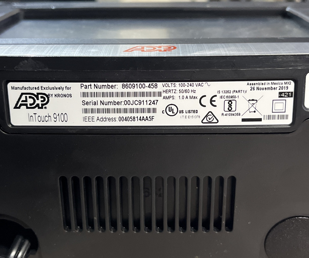 ADP INTOUCH 9100 TIME CLOCK TOUCH PANEL LCD DISPLAY KRONOS