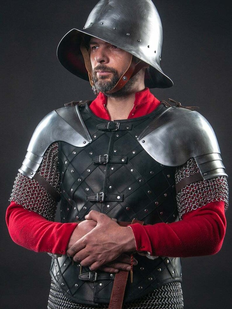Leather medieval vest with diamond pattern, Functional Royal armor, Historical a