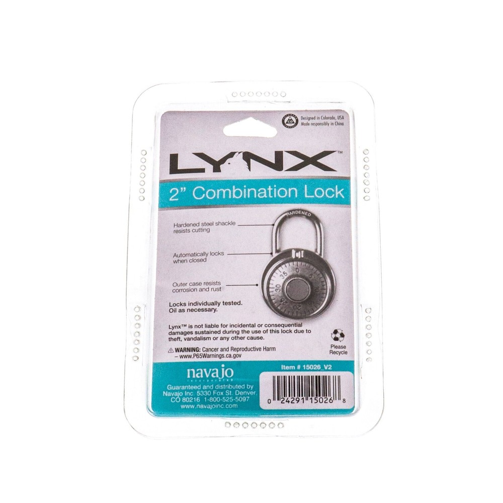 Lynx Combination Padlock 2 Inch, 1 Count (LOCK)