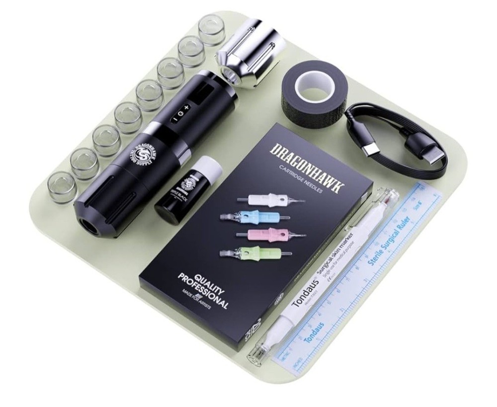 Dragonhawk S1 Pro Tattoo Kit TZ-038LY with Machine Pen Starter Bundle-NEW-SEALED