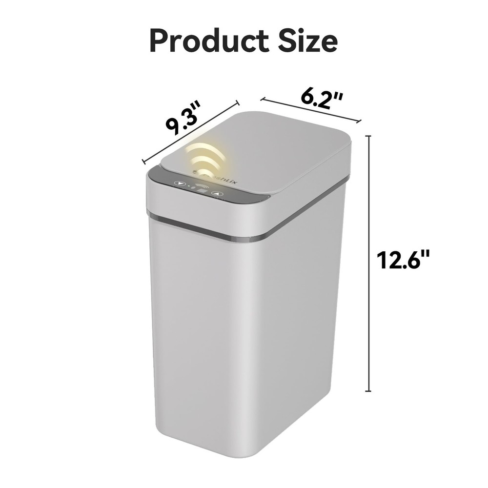 3 Pack Bathroom Trash Can 2.6 Gallon Small Touchless Automatic Motion Sensor ...