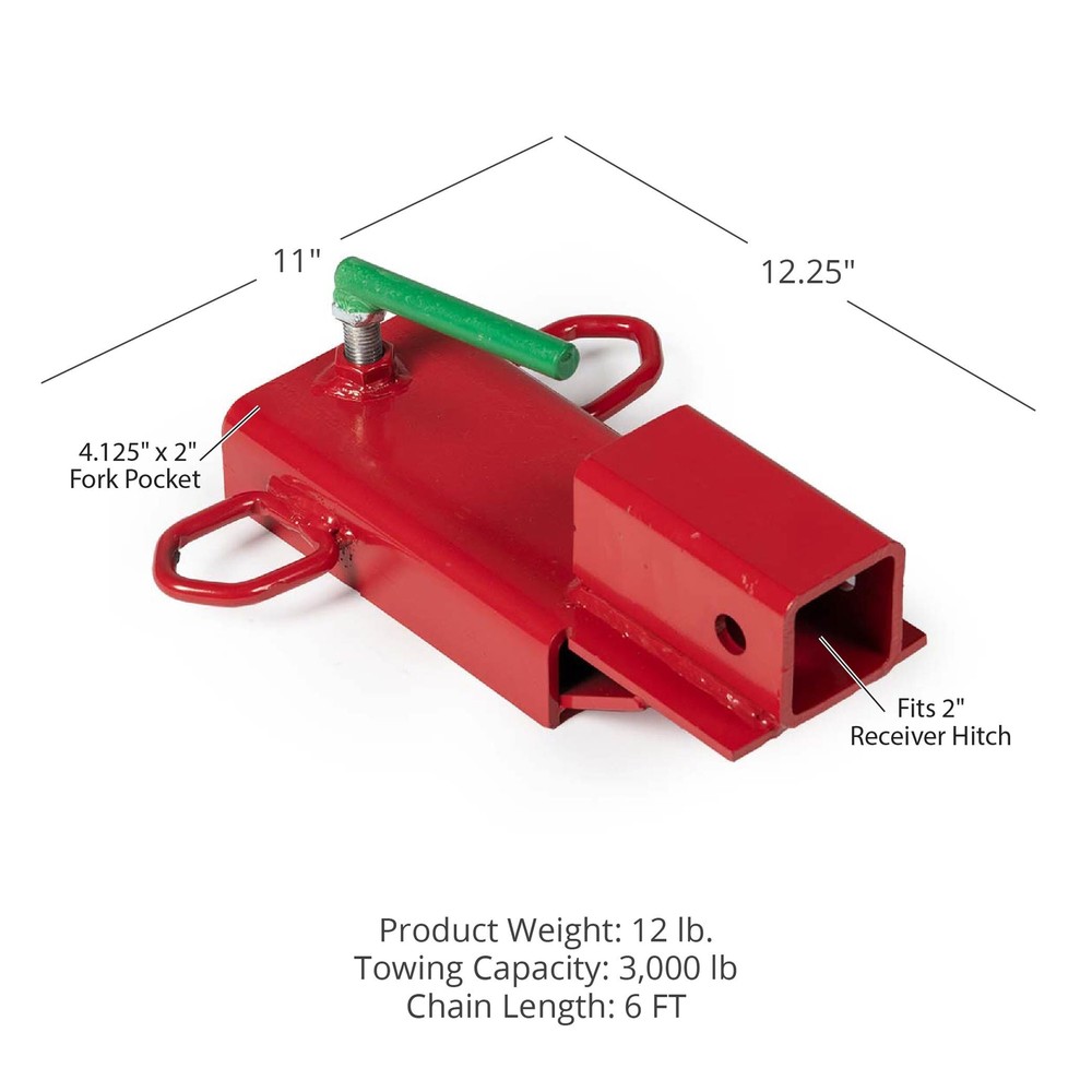 Titan Attachments Clamp On Forklift 2" Hitch Receiver with Chain